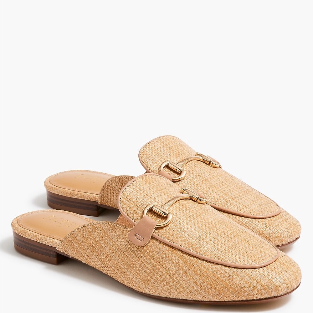 Catherine Malandrino Tan Woven Mule Loafers with Gold Bit